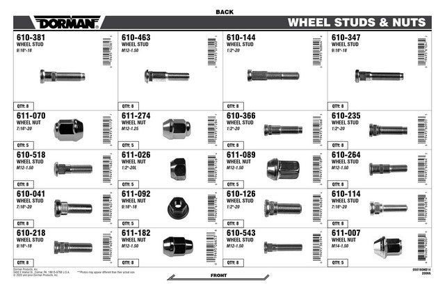 Wheel Hardware Assortment Dorman-AutoGrade 050-160
