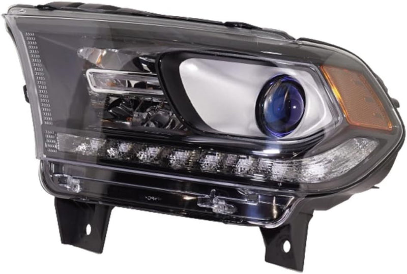 Driver Side Halogen Headlight Assembly – With LED Daytime Running Lamp – Black Bezel – Without Logo