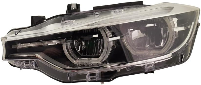 Driver Side LED Headlight Lens and Housing; Without Adaptive Lamps; Without Logo