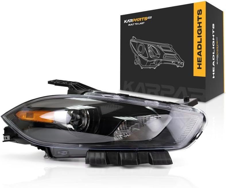 Passenger Side HID Headlight Lens and Housing – Black Bezel – Without Dodge Logo