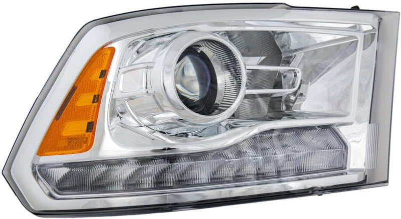 Passenger Side Halogen Projector Style Headlight Assembly – Chrome – Without Ram Logo