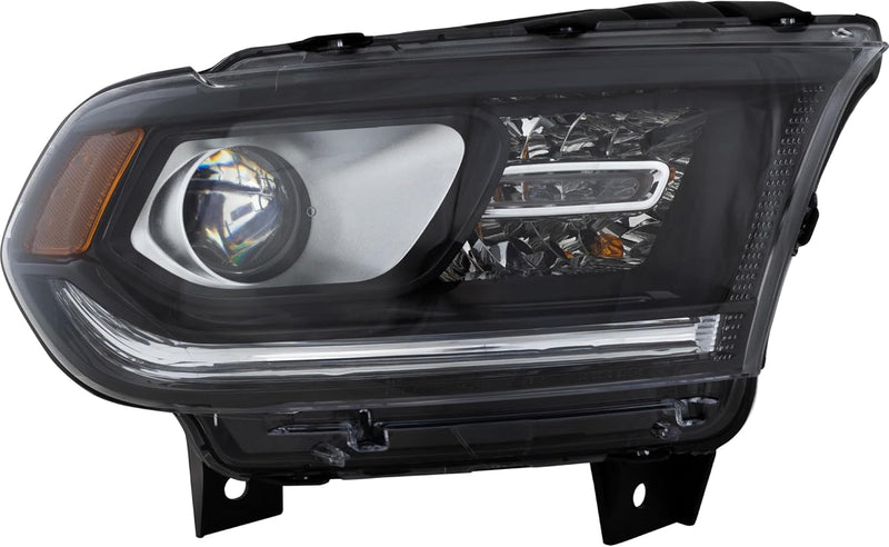 Passenger Side Halogen Headlight Assembly – Without LED Daytime Running Lamp – With Black Bezel