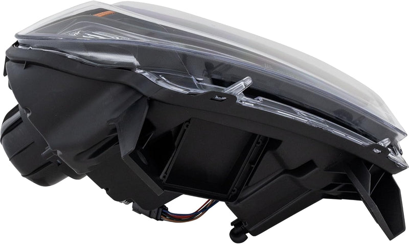 Passenger Side Halogen Headlight Assembly – Without LED Daytime Running Lamp – With Black Bezel