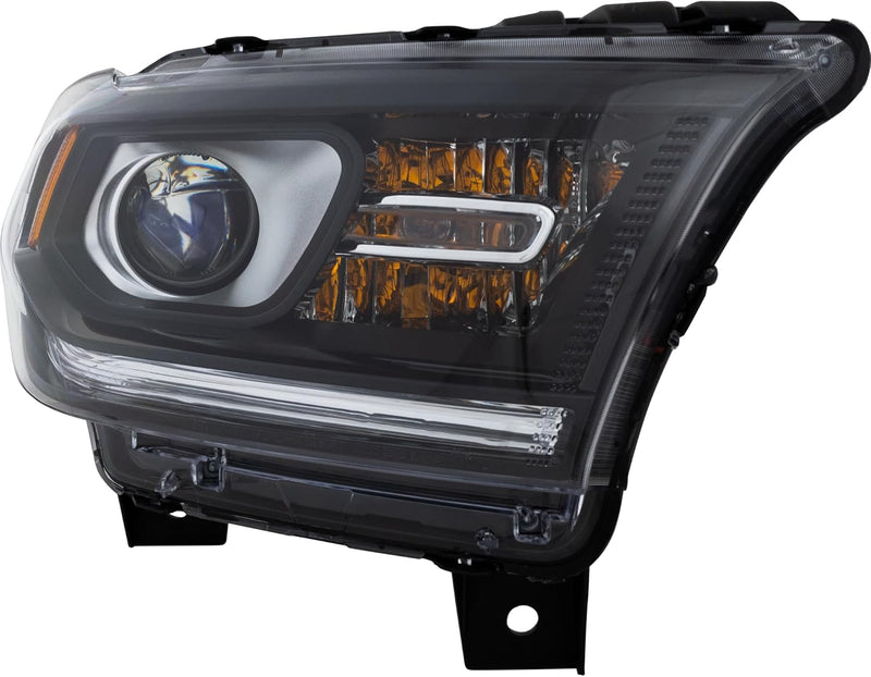 Passenger Side Halogen Headlight Assembly – Without LED Daytime Running Lamp – With Black Bezel