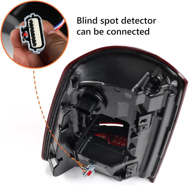 Passenger Side LED Tail Light Assembly – Without Blind Spot Detection – Red Center Lens