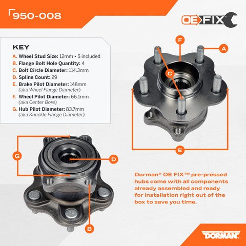 Axle Bearing and Hub Assembly Dorman-OE Solutions 950-008