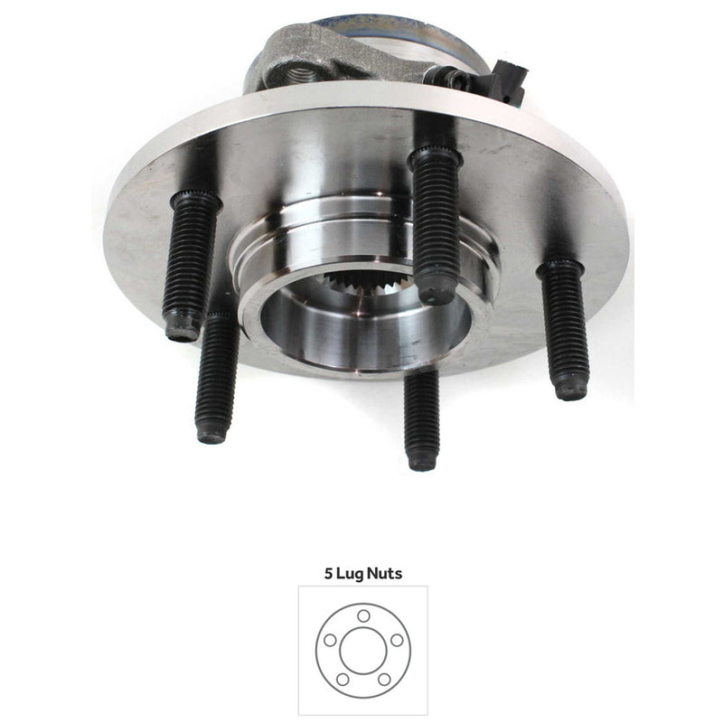 Front, Driver or Passenger Side Wheel Hub, With Bearing, With Sensor, 5 x 5.31 in. Bolt Pattern