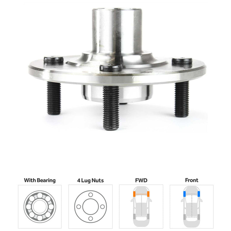 Front, Driver or Passenger Side Wheel Hub, With Bearing, 4 x 3.94 in. Bolt Pattern, Base Model, 4 Cyl., 1.9L Engine, Front Wheel Drive