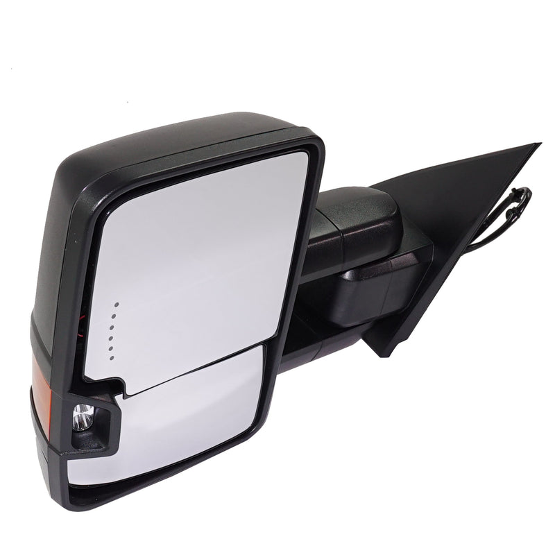 Driver Side Towing Mirror Power Manual Folding Heated Textured Black In-glass Signal Light W/o memory W/o Puddle Light W/o Auto-Dimming With Blind Spot Glass | GM1320511