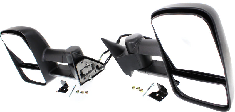 Driver and Passenger Side Towing Mirror, Power, Manual Folding, Non-Heated, Textured Black, W/o Signal Light, W/o memory, W/o Puddle Light and Auto-Dimming, With Blind Spot Glass