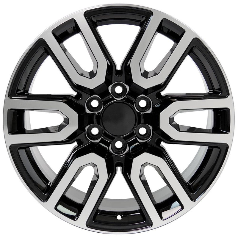 Wheel 20in Replica CV36 fits GMC Sierra 20x9 Black Machined