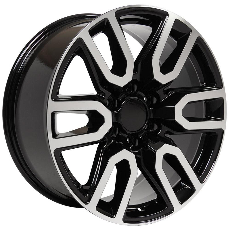 Wheel 20in Replica CV36 fits GMC Sierra 20x9 Black Machined