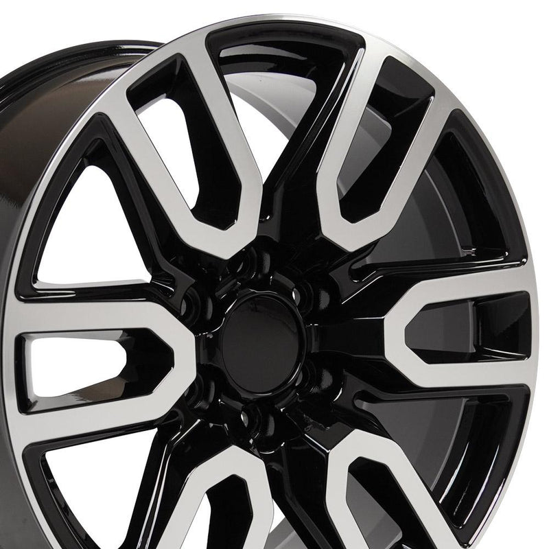 Wheel 20in Replica CV36 fits GMC Sierra 20x9 Black Machined