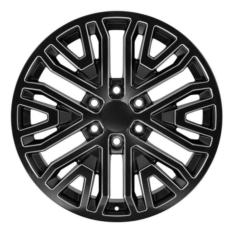 Wheel 20in Replica CV37 fits GMC Sierra 1500 20x9 Black with Milled Edge