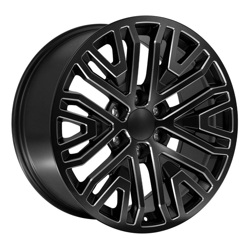 Wheel 20in Replica CV37 fits GMC Sierra 1500 20x9 Black with Milled Edge