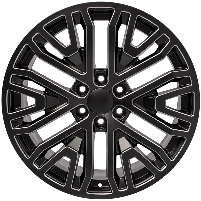 Wheel 22in Replica CV37 fits GMC Sierra 22x9 Black Milled