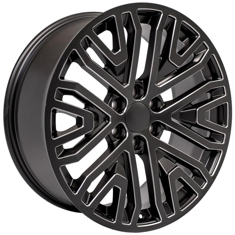 Wheel 22in Replica CV37 fits GMC Sierra 22x9 Black Milled