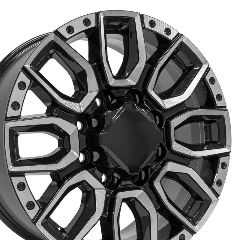 Wheel 20in Replica CV97A fits GMC Sierra 2500/3500 20x8.5 Black with Milled Edge