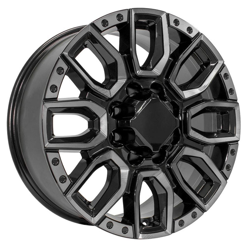 Wheel 20in Replica CV97A fits GMC Sierra 2500/3500 20x8.5 Black Milled Edge with Tinted Clear