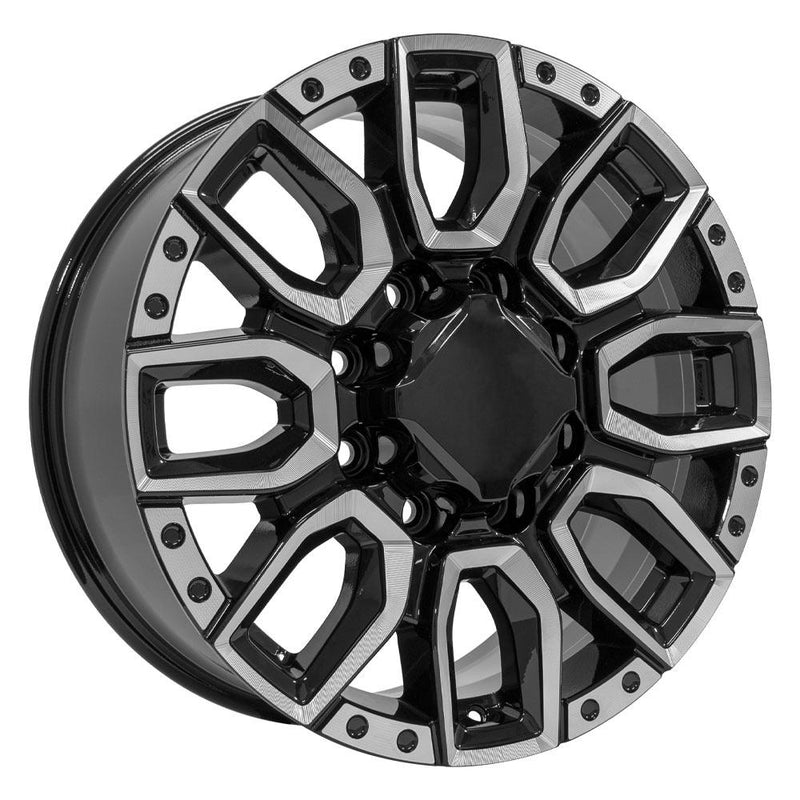 Wheel 20in Replica CV97B fits GMC Sierra 2500/3500 20x8.5 Black with Milled Edge