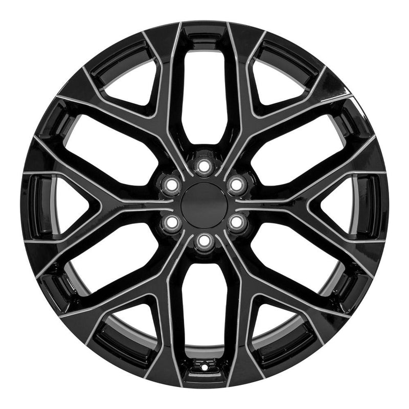 Wheel 24in Replica CV98B fits Chevy Silverado 24x10 Black with Milled Edge