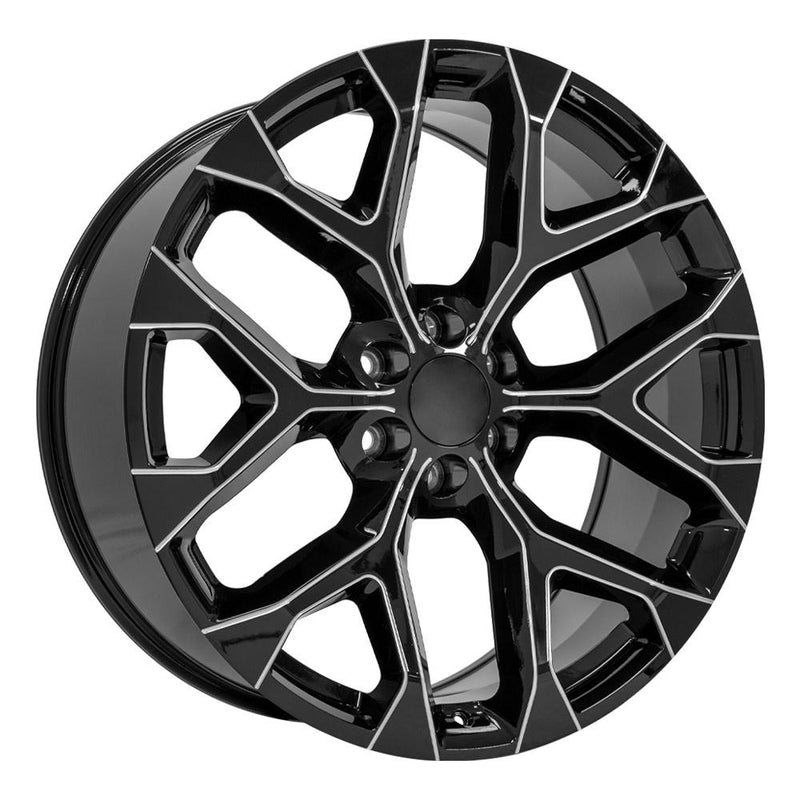 Wheel 24in Replica CV98B fits Chevy Silverado 24x10 Black with Milled Edge