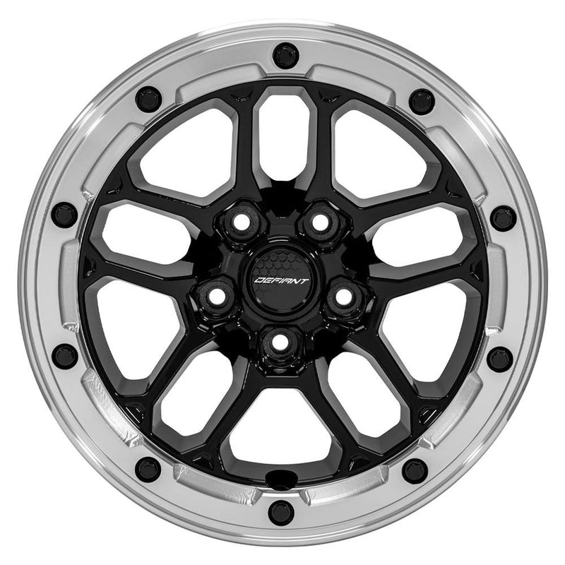 Wheel DEFIANT DF01 17x8 5x5in +12et in Gloss Black w/ Milled Ring
