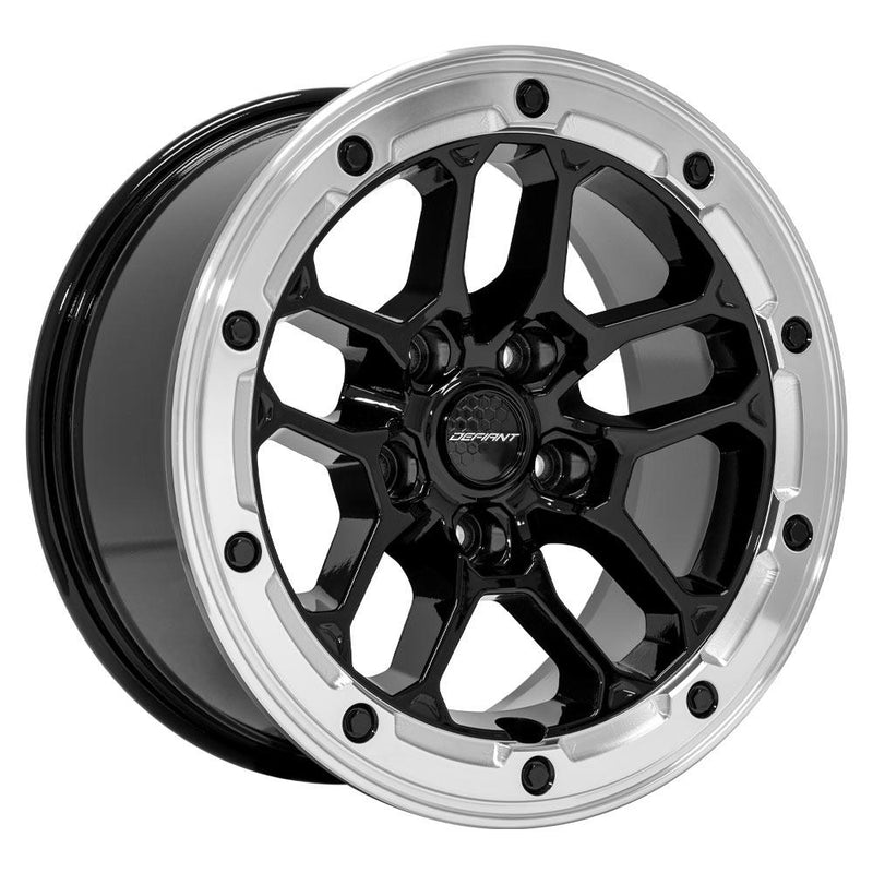Wheel DEFIANT DF01 17x8 5x5in +12et in Gloss Black w/ Milled Ring