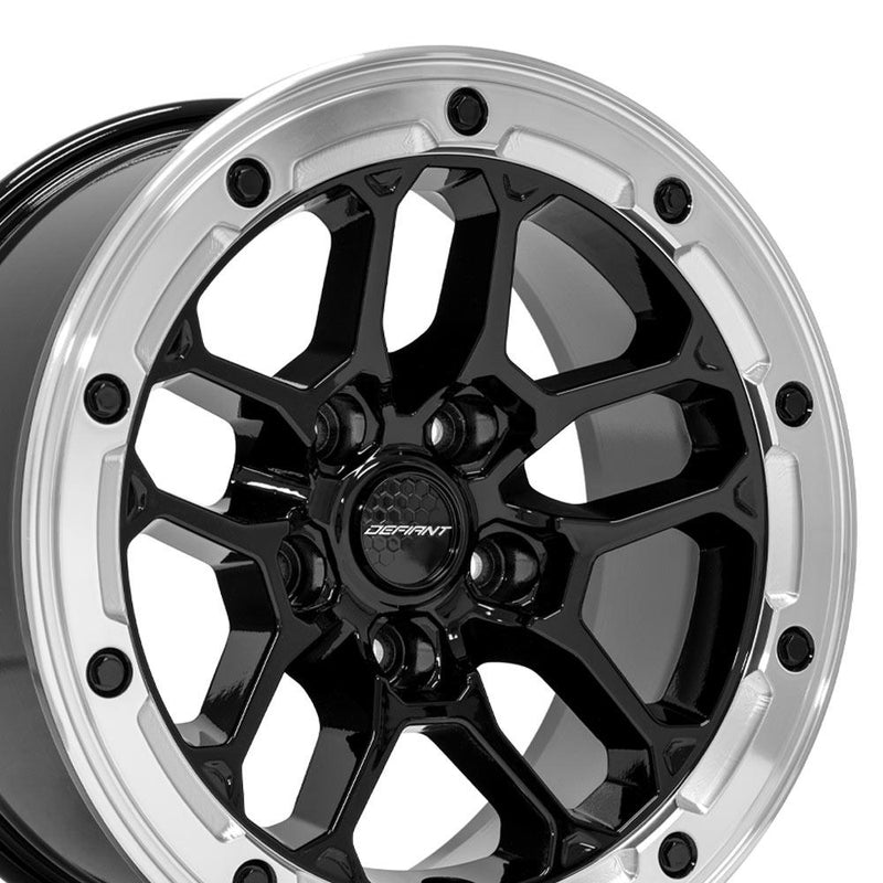 Wheel DEFIANT DF01 17x8 5x5in +12et in Gloss Black w/ Milled Ring