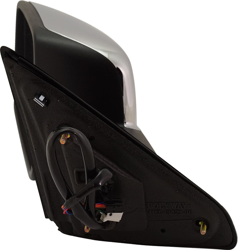 Driver Side Mirror, Non-Towing, Power, Manual Folding, Heated, Chrome, In-housing Signal Light, With memory, With Puddle Light, Without Auto-Dimming, Without Blind Spot Feature | CH1320292