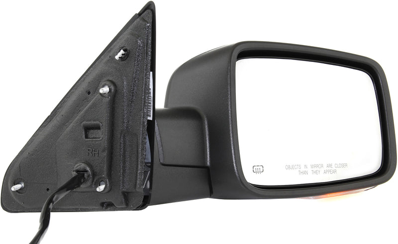 Passenger Side Mirror, Non-Towing, Power, Power Folding, Heated, Textured Black, In-housing Signal Light, Without memory, With Puddle Light, Without Auto-Dimming, Without Blind Spot Feature | CH1321355
