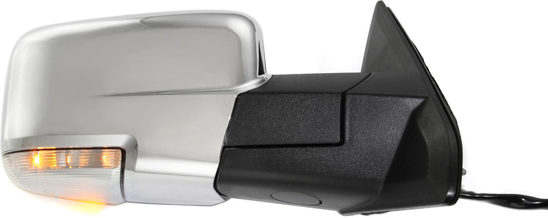 Passenger Side Mirror, Non-Towing, Power, Power Folding, Heated, Chrome, In-housing Signal Light, With memory, With Puddle Light, Without Auto-Dimming, Without Blind Spot Feature | CH1321356
