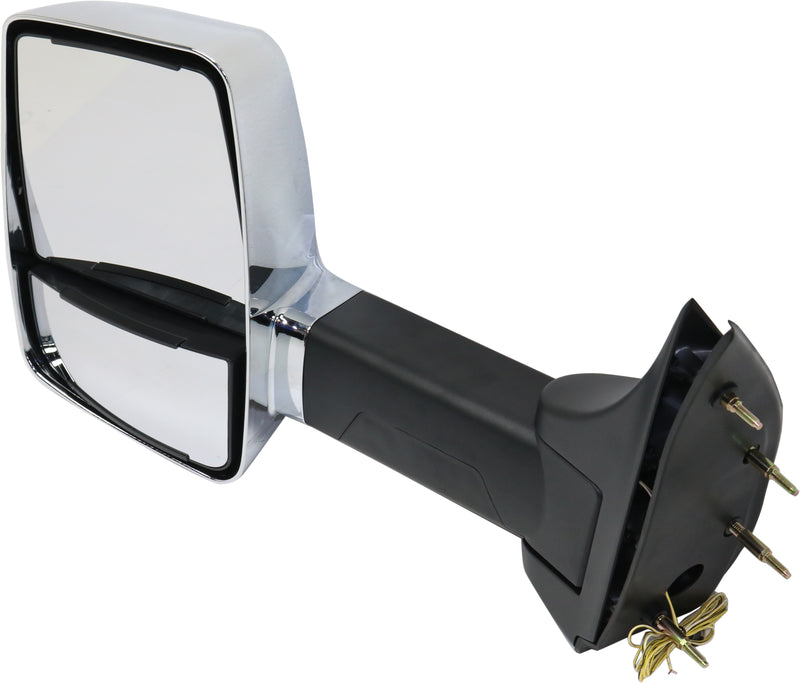 Driver Side Towing Mirror, Manual Adjust, Manual Folding, Non-Heated, Chrome, In-housing Signal Light