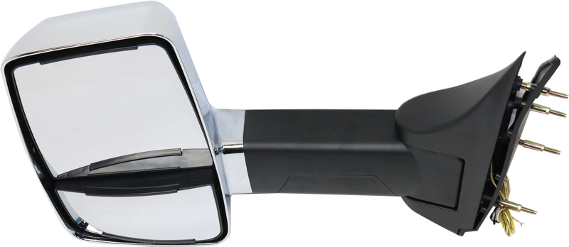 Driver Side Towing Mirror, Manual Adjust, Manual Folding, Non-Heated, Chrome, In-housing Signal Light