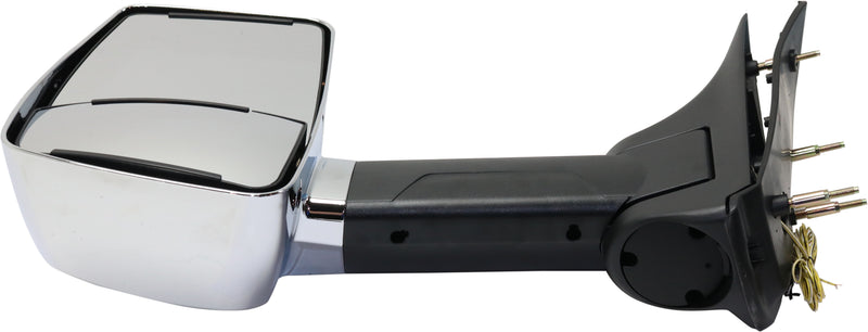 Driver Side Towing Mirror, Manual Adjust, Manual Folding, Non-Heated, Chrome, In-housing Signal Light