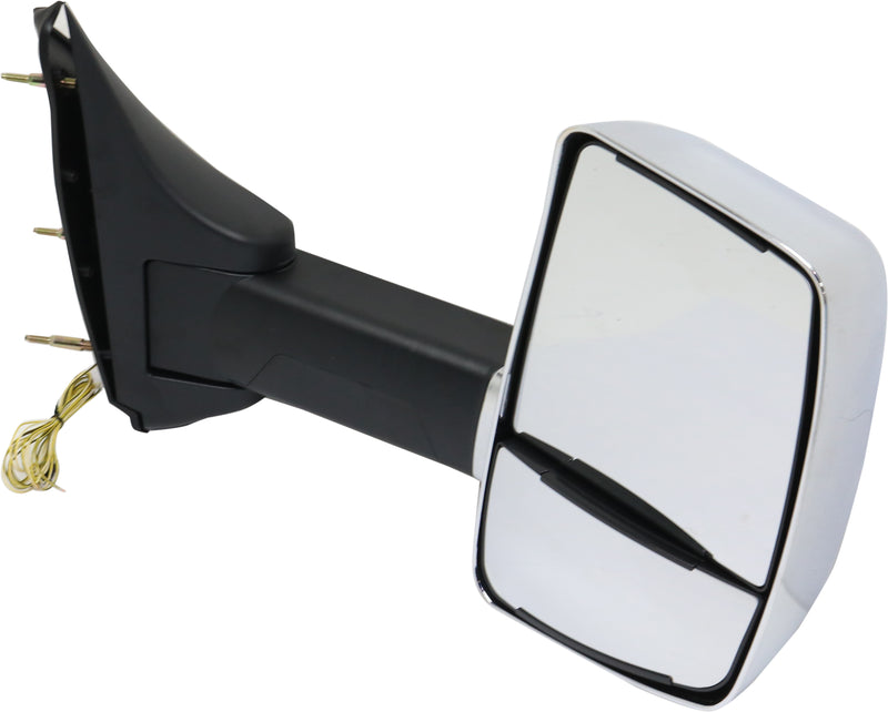 Passenger Side Towing Mirror, Manual Adjust, Manual Folding, Non-Heated, Chrome, In-housing Signal Light