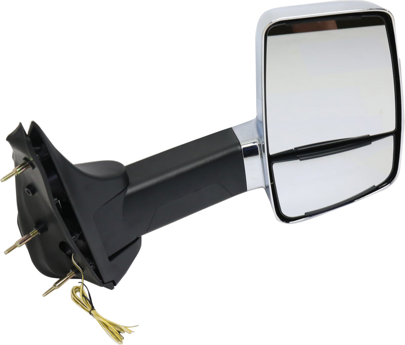 Passenger Side Towing Mirror, Manual Adjust, Manual Folding, Non-Heated, Chrome, In-housing Signal Light