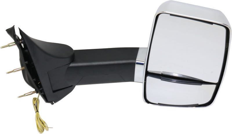 Passenger Side Towing Mirror, Manual Adjust, Manual Folding, Non-Heated, Chrome, In-housing Signal Light