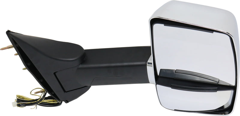 Passenger Side Towing Mirror, Manual Adjust, Manual Folding, Heated, Chrome, In-housing Signal Light