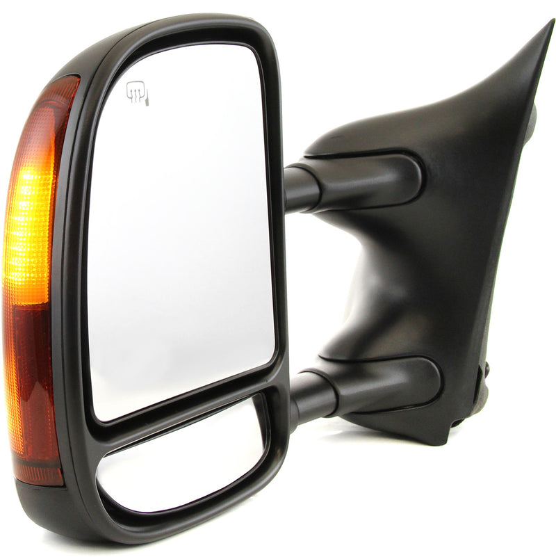 Towing Mirror Driver Side Power Heated Manual Folding Dual Glass Double-Swing with Signal Light Textured