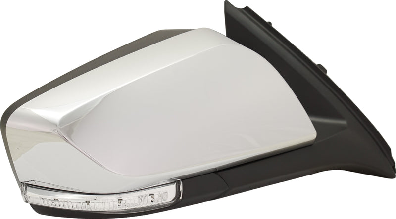Passenger Side Mirror, Power, Manual Folding, Heated, Chrome, In-housing Signal Light, With memory, With Puddle Light, W/o Auto-Dimming, With Blind Spot Light in Housing | GM1321641
