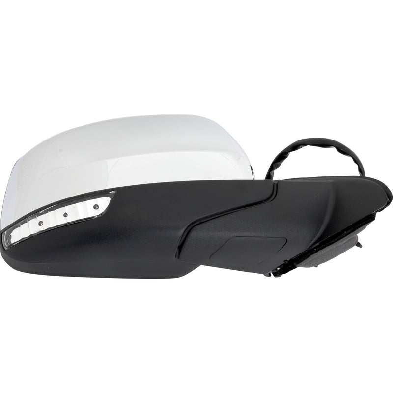 Passenger Side Mirror, Power, Manual Folding, Heated, Chrome, In-housing Signal Light, With memory, W/o Puddle Light, With Auto-Dimming, With Blind Spot Detection in Glass