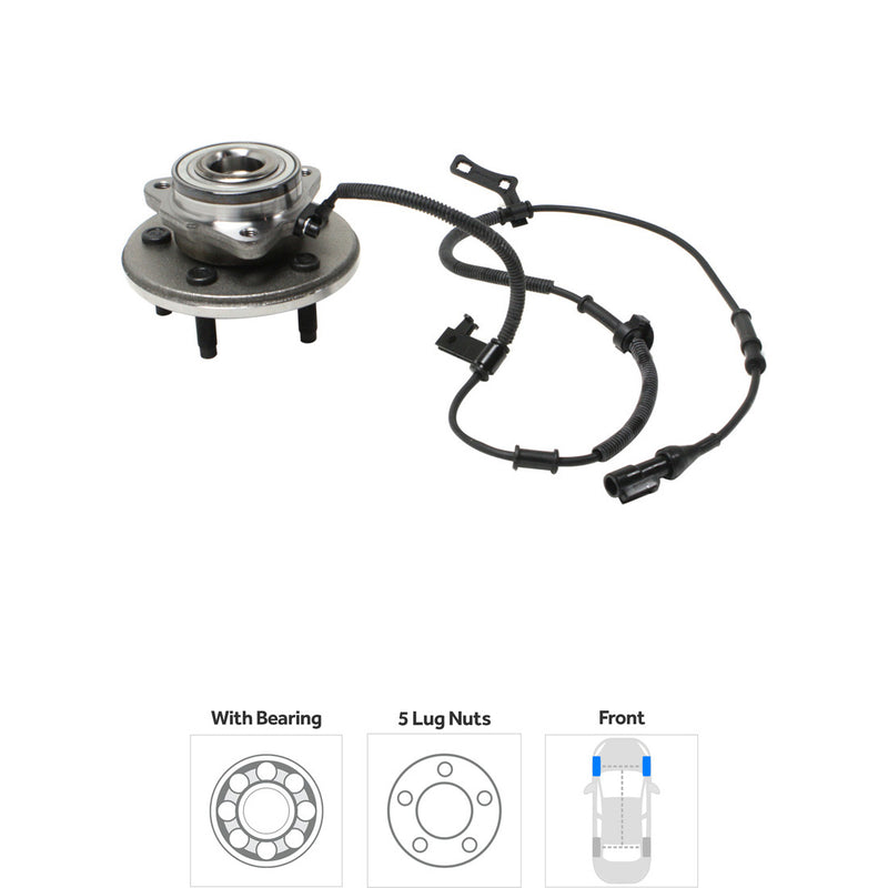 4-Pc Kit - Front Driver and Passenger Side Wheel Hub includes Tie Rod Ends