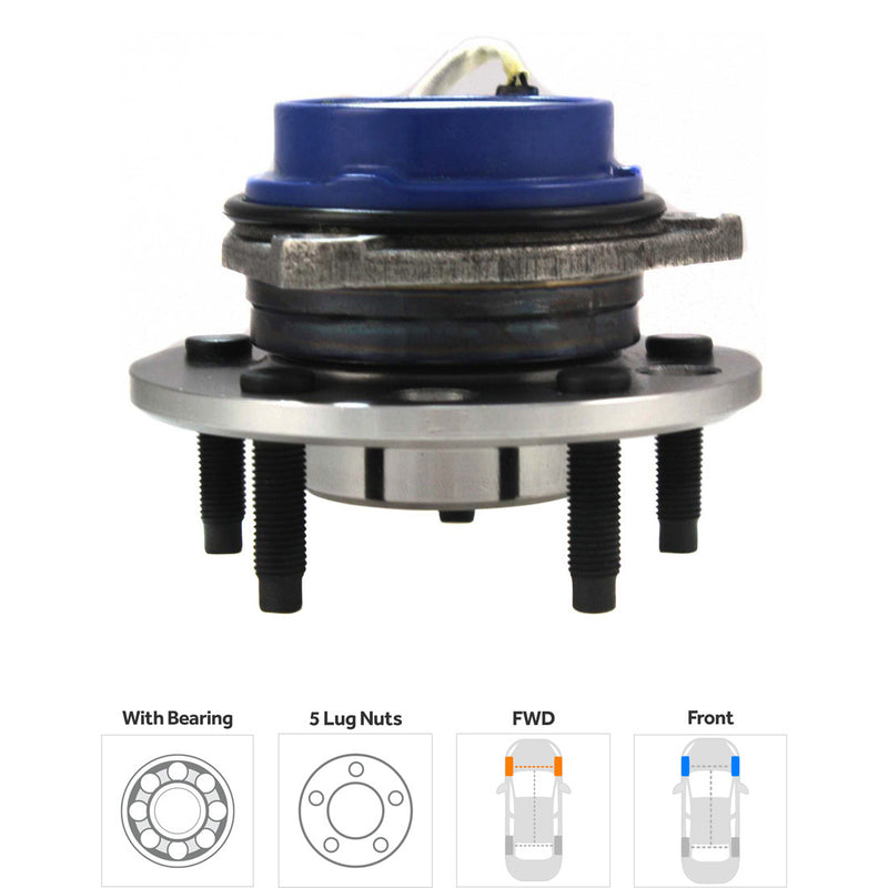4-Pc Kit - Front Driver and Passenger Side Wheel Hub Non-Threaded Flange Mounting Holes includes Tie Rod Ends