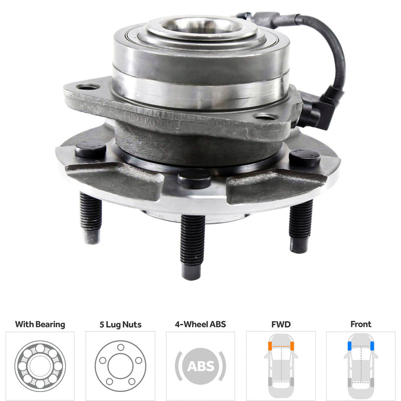 4-Piece Kit Front Wheel Hub 4-Wheel ABS includes Tie Rod Ends
