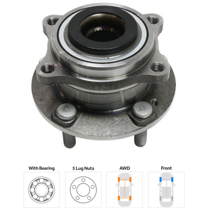 4-Piece Kit Wheel Hub, With Bearing, Front Wheel Drive, includes Tie Rod Ends