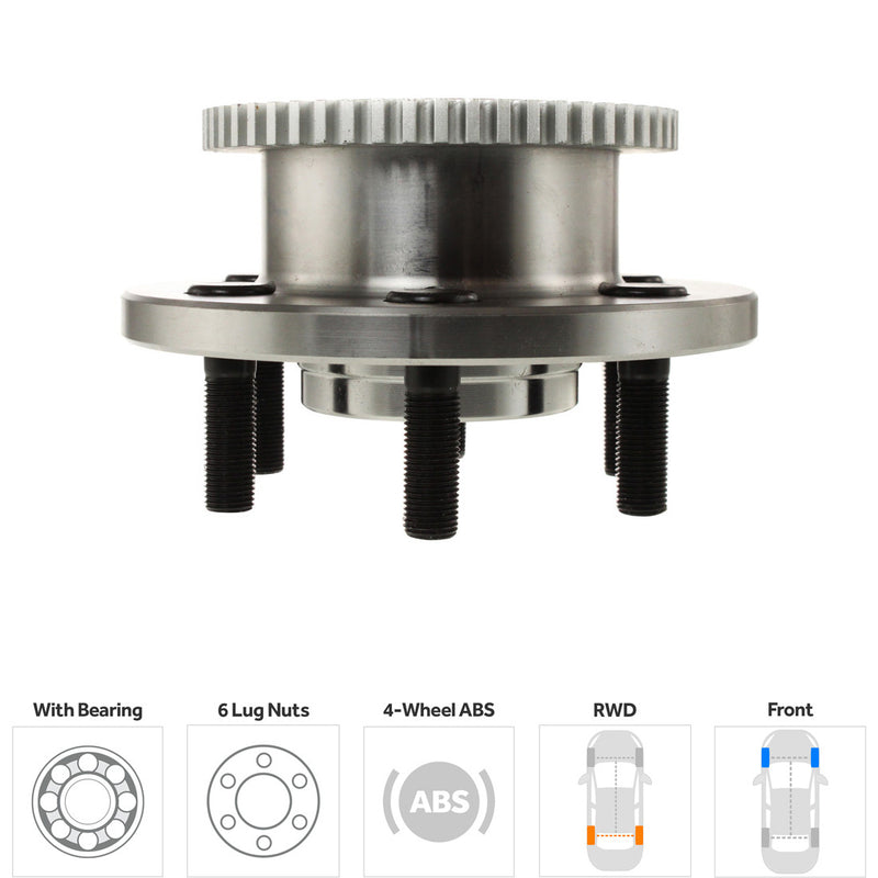 6-Piece Kit Front Wheel Hub 4-Wheel ABS Rear Wheel Drive includes Tie Rod Ends