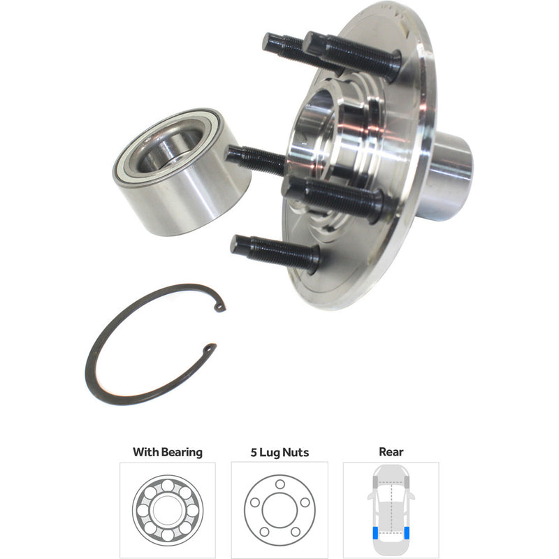 4-Pc Kit - Rear Driver and Passenger Side Wheel Hub includes Tie Rod Ends