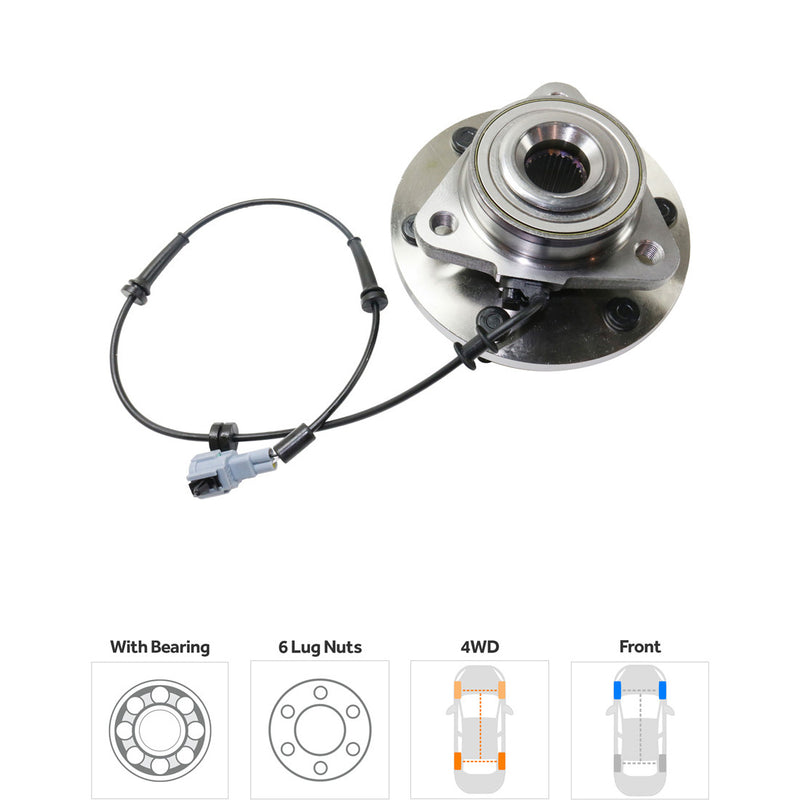 4-Pc Kit - Front Driver or Passenger Side Wheel Hub includes Tie Rod Ends