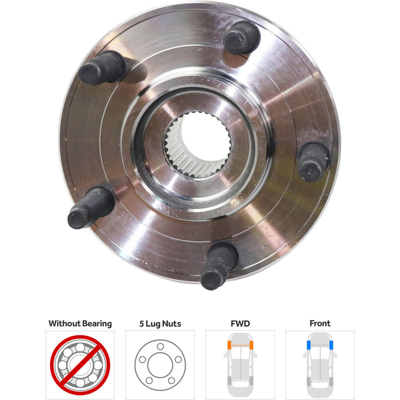 4-Pc Kit - Front Driver and Passenger Side Wheel Hub Without Bearings and Races includes Wheel Bearings